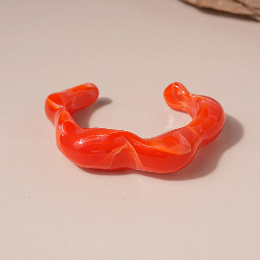 Bracelets Élastiques Géométriques en Résine Acrylique Rouge