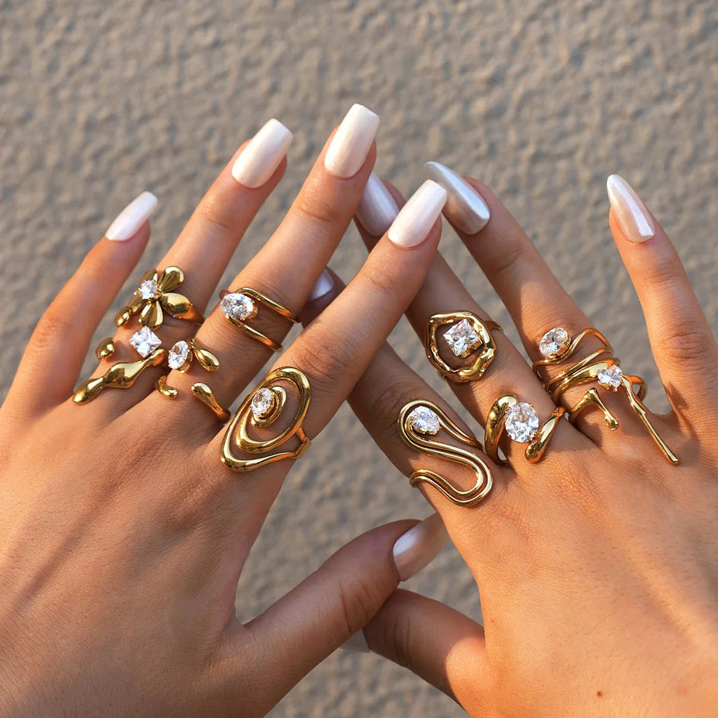 Bague en acier inoxydable, délicate et brillante, zircone cubique, haute qualité, plaqué or 18 carats, PVD, bijoux de doigt, cadeau