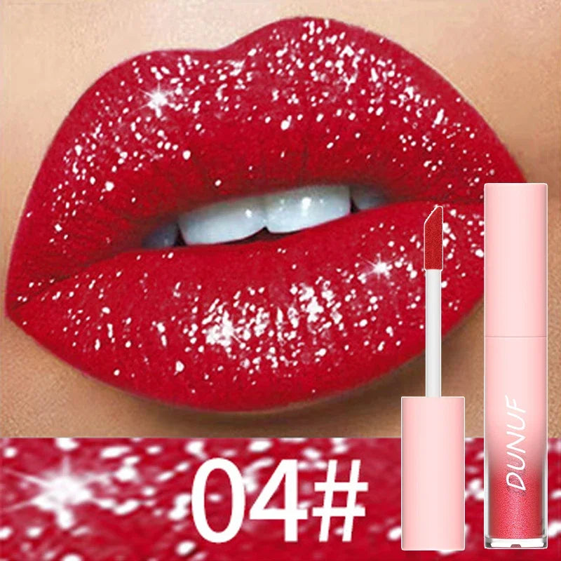 Rouge à lèvres liquide scintillant diamant – Waterproof, longue durée, effet perlé