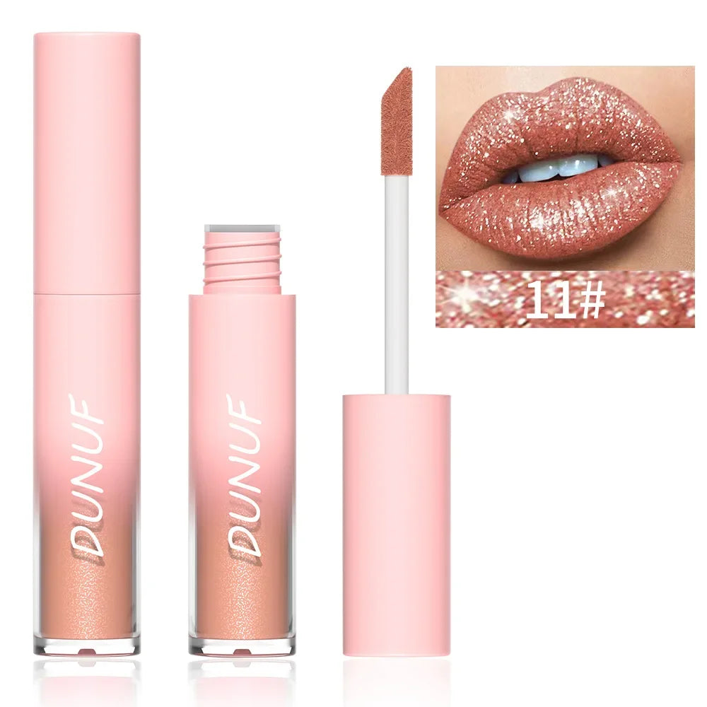 Rouge à Lèvres Liquide Scintillant – Effet Diamant Brillant, Waterproof & Longue Durée