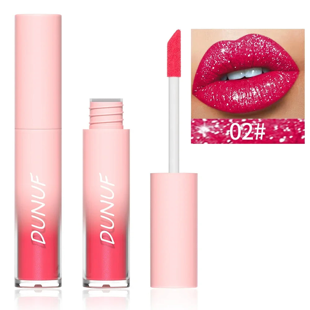 Rouge à Lèvres Liquide Scintillant – Effet Diamant Brillant, Waterproof & Longue Durée