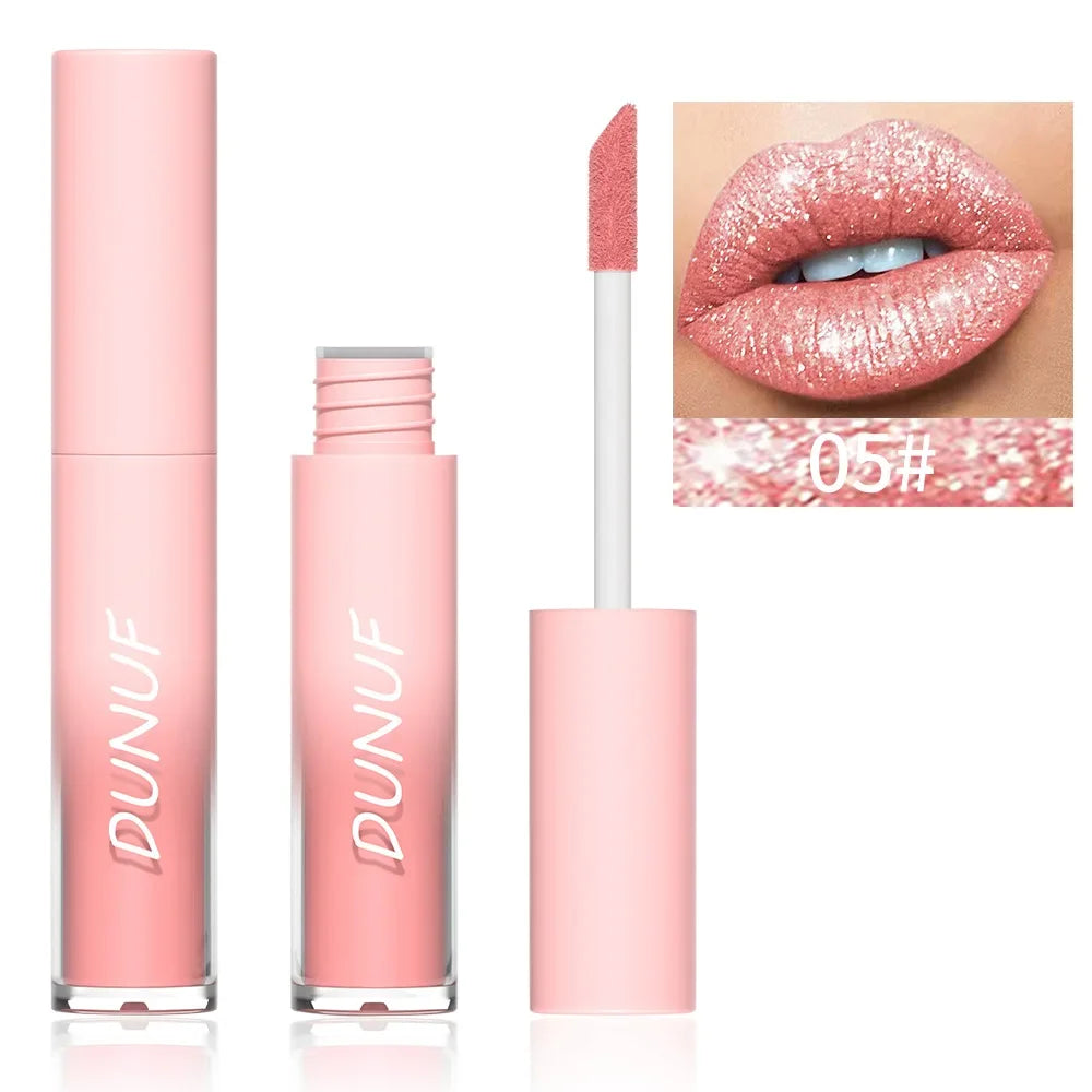 Rouge à Lèvres Liquide Scintillant – Effet Diamant Brillant, Waterproof & Longue Durée
