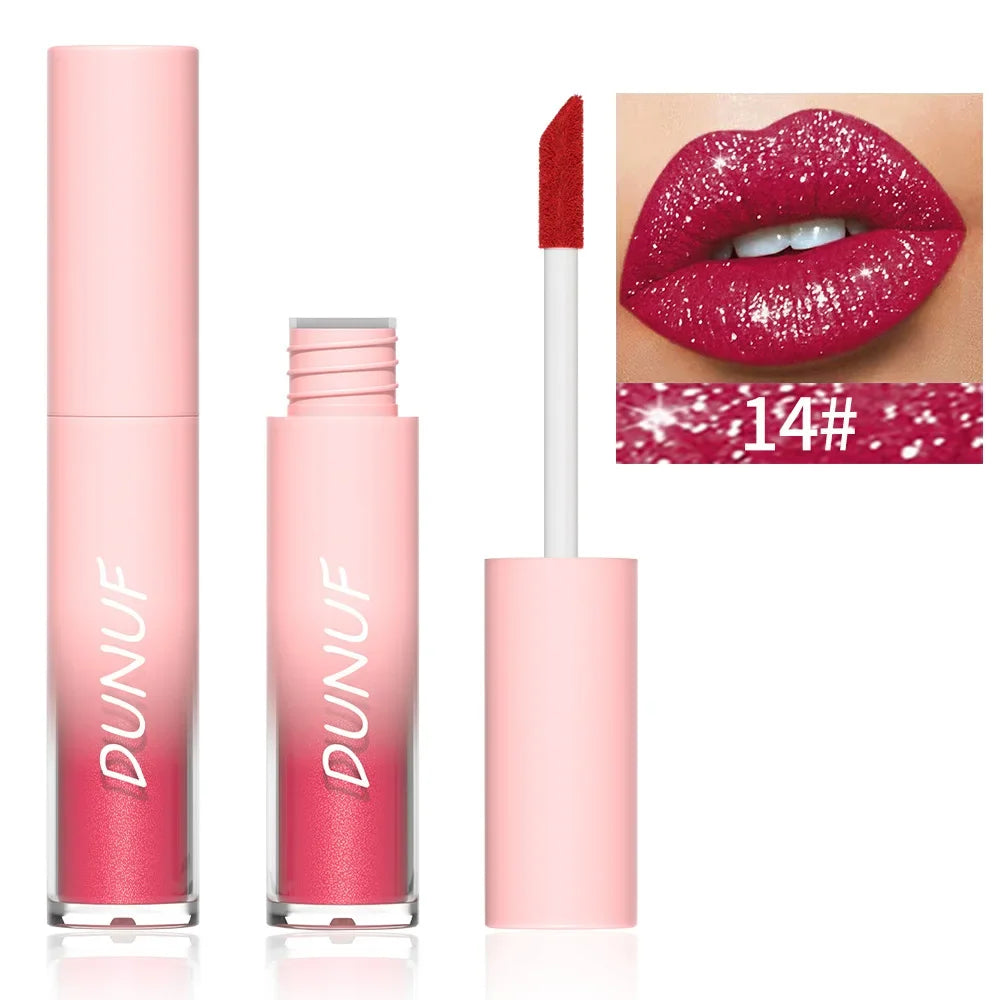 Rouge à lèvres liquide scintillant diamant – Waterproof, longue durée, effet perlé