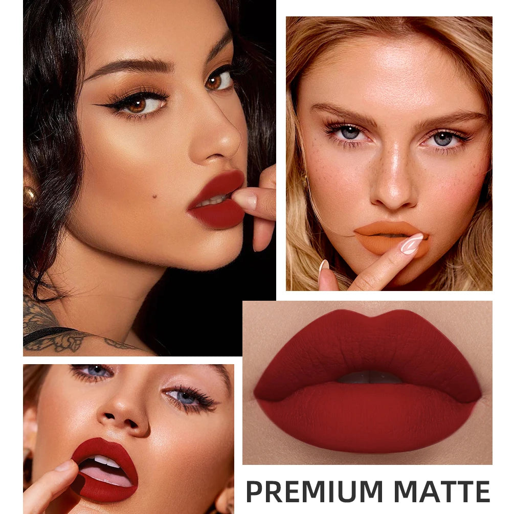 Rouge à lèvres liquide mat – Waterproof, velours, 24 couleurs