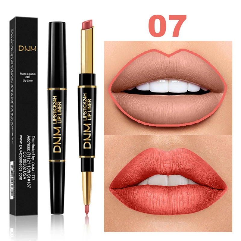 💄 Crayon à Lèvres Mat 2 en 1 – Double Tête & Longue Tenue