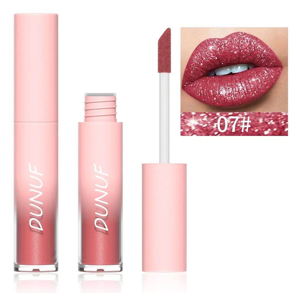 Rouge à lèvres liquide scintillant diamant – Waterproof, longue durée, effet perlé