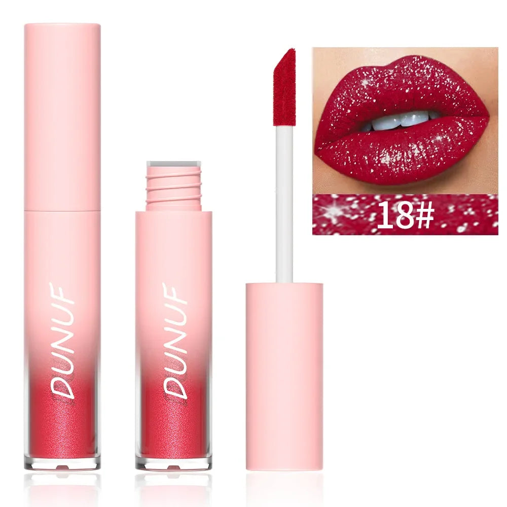 Rouge à Lèvres Liquide Scintillant – Effet Diamant Brillant, Waterproof & Longue Durée