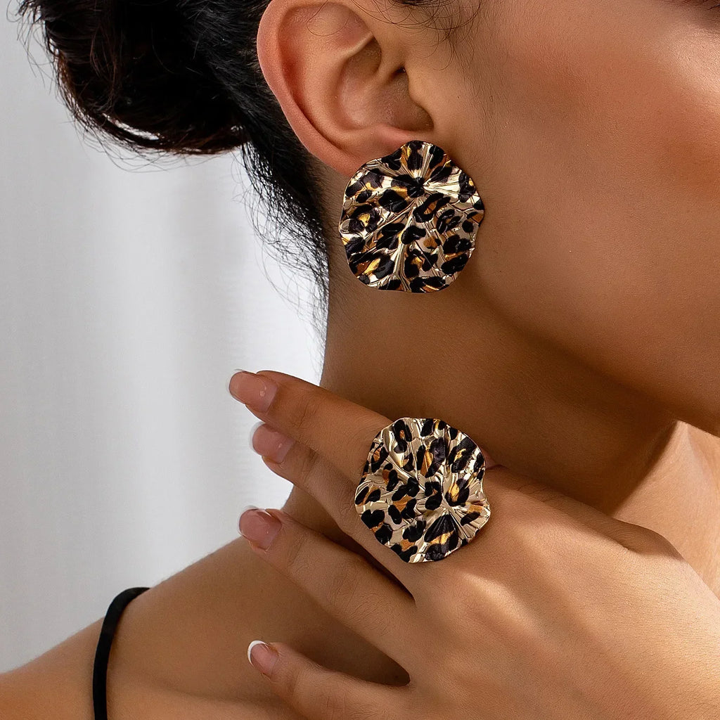 🐆 Ensemble Bijoux Femme – Boucles d’Oreilles & Bague Vintage Léopard