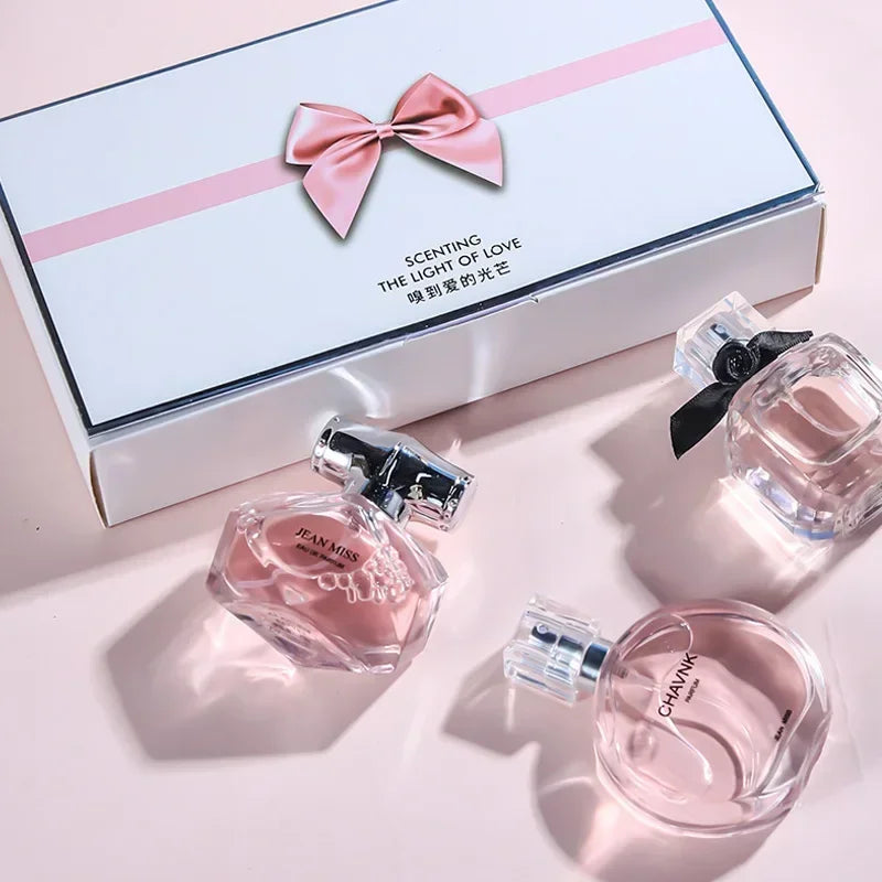 90ML (30ml x 3 pièces) Eau De Parfum boîte-cadeau Feminino Spray frais léger parfum Floral fruité Chypre Notes longue durée femmes ensemble De Parfums