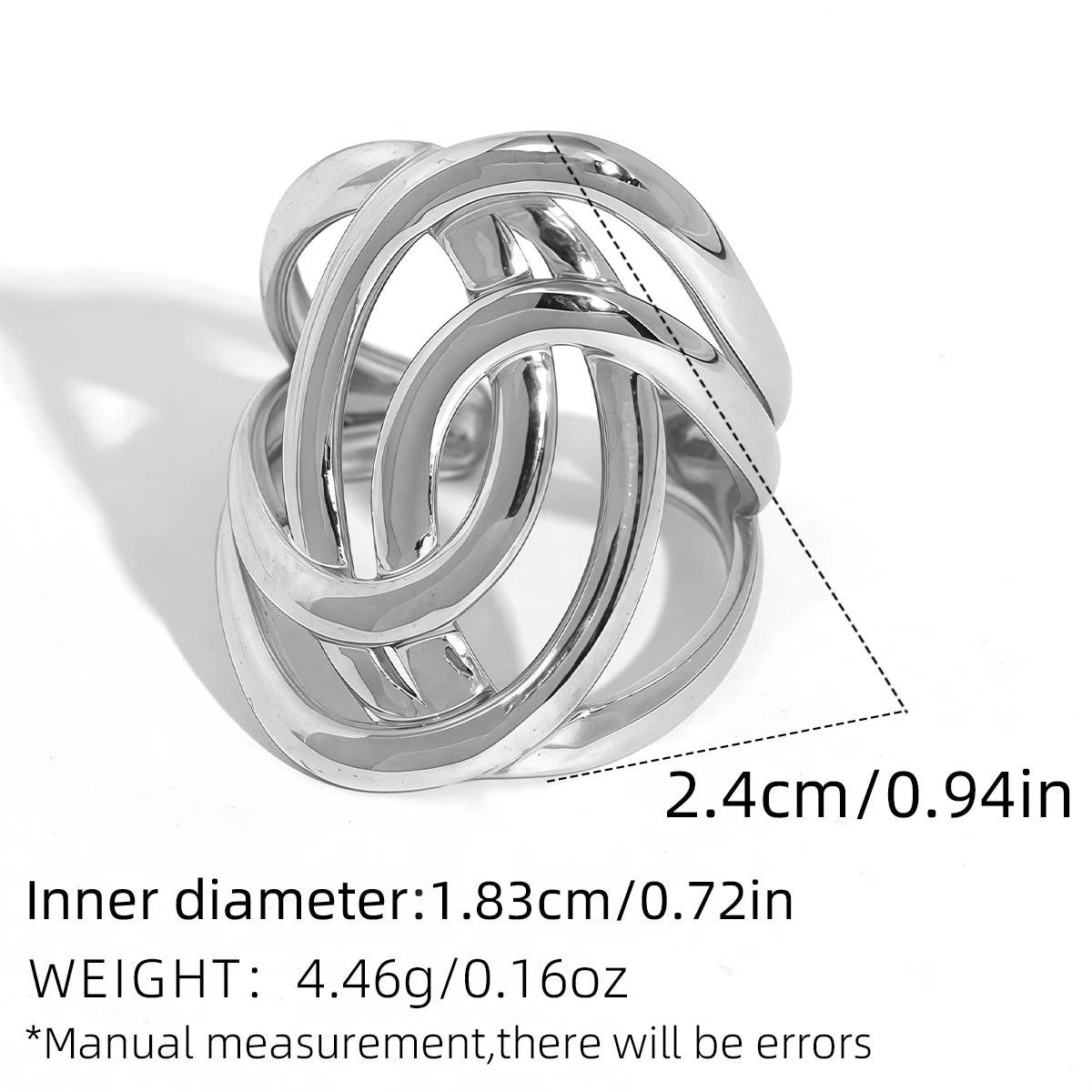 Anneau Large Géométrique Doré en Acier Inoxydable – Bijou Élégant, Étanche et Quotidien pour Femmes