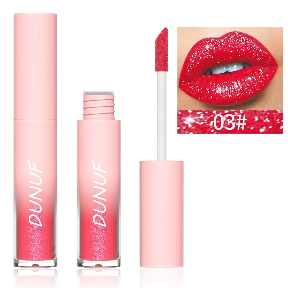 Rouge à Lèvres Liquide Scintillant – Effet Diamant Brillant, Waterproof & Longue Durée