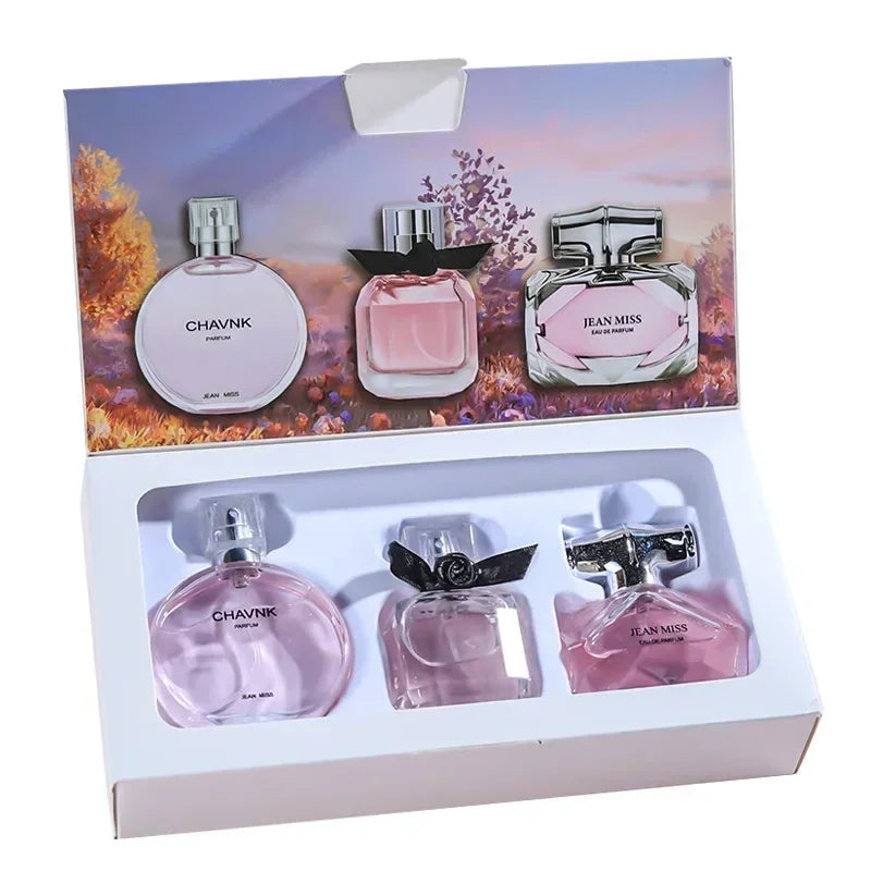 90ML (30ml x 3 pièces) Eau De Parfum boîte-cadeau Feminino Spray frais léger parfum Floral fruité Chypre Notes longue durée femmes ensemble De Parfums