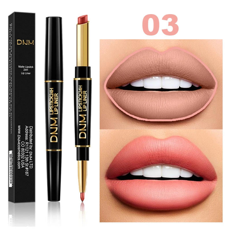 💄 Crayon à Lèvres Mat 2 en 1 – Double Tête & Longue Tenue