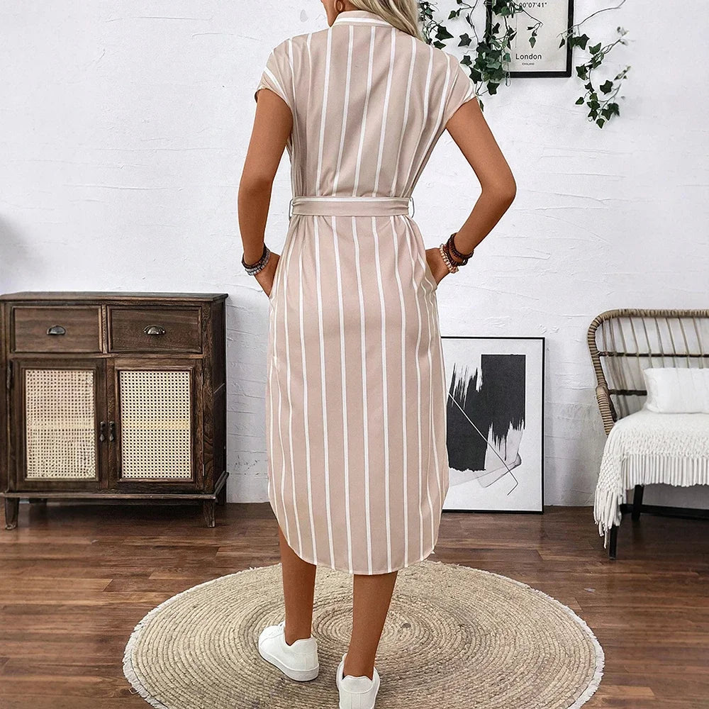 CPSYMYM Robe Midi Imprimé Léopard – Printemps/Été