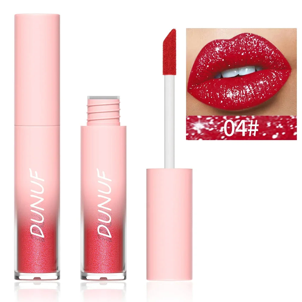 Rouge à Lèvres Liquide Scintillant – Effet Diamant Brillant, Waterproof & Longue Durée