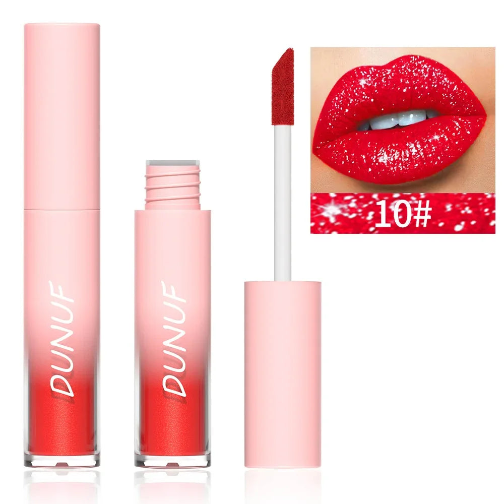Rouge à Lèvres Liquide Scintillant – Effet Diamant Brillant, Waterproof & Longue Durée