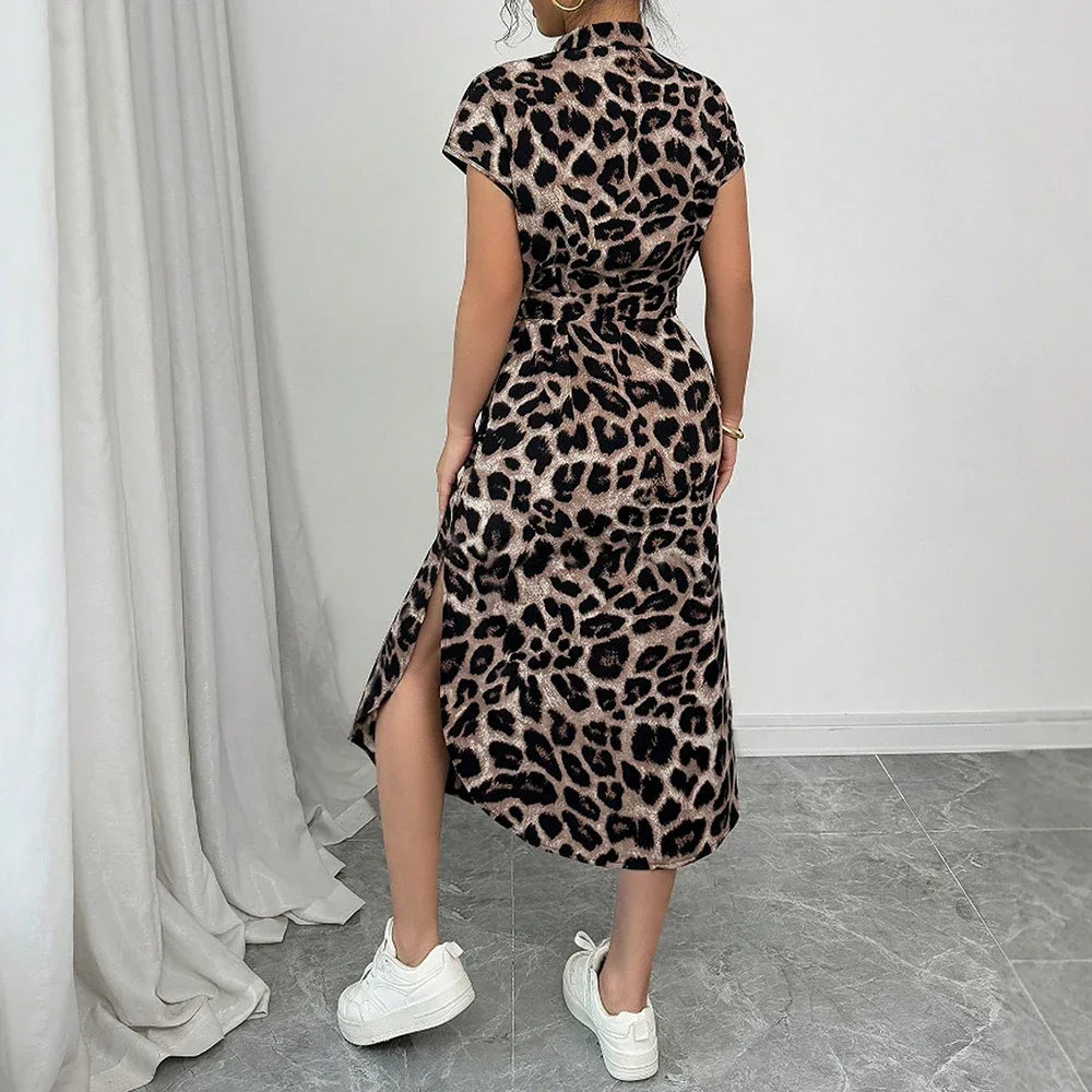 CPSYMYM Robe Midi Imprimé Léopard – Printemps/Été