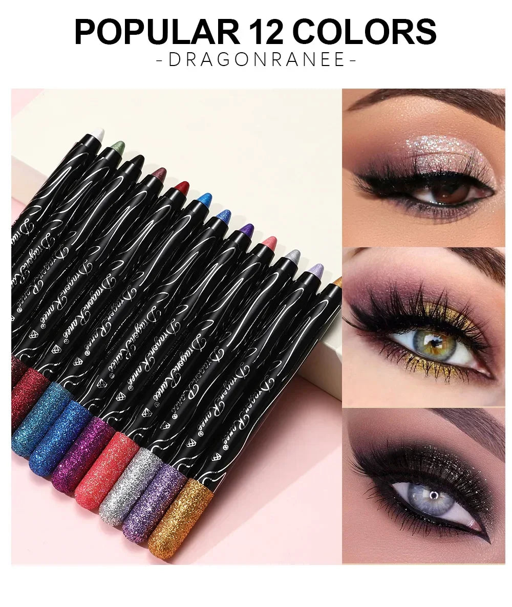 ✨ Crayon Fard à Paupières – 12 Couleurs Métalliques & Nacrées