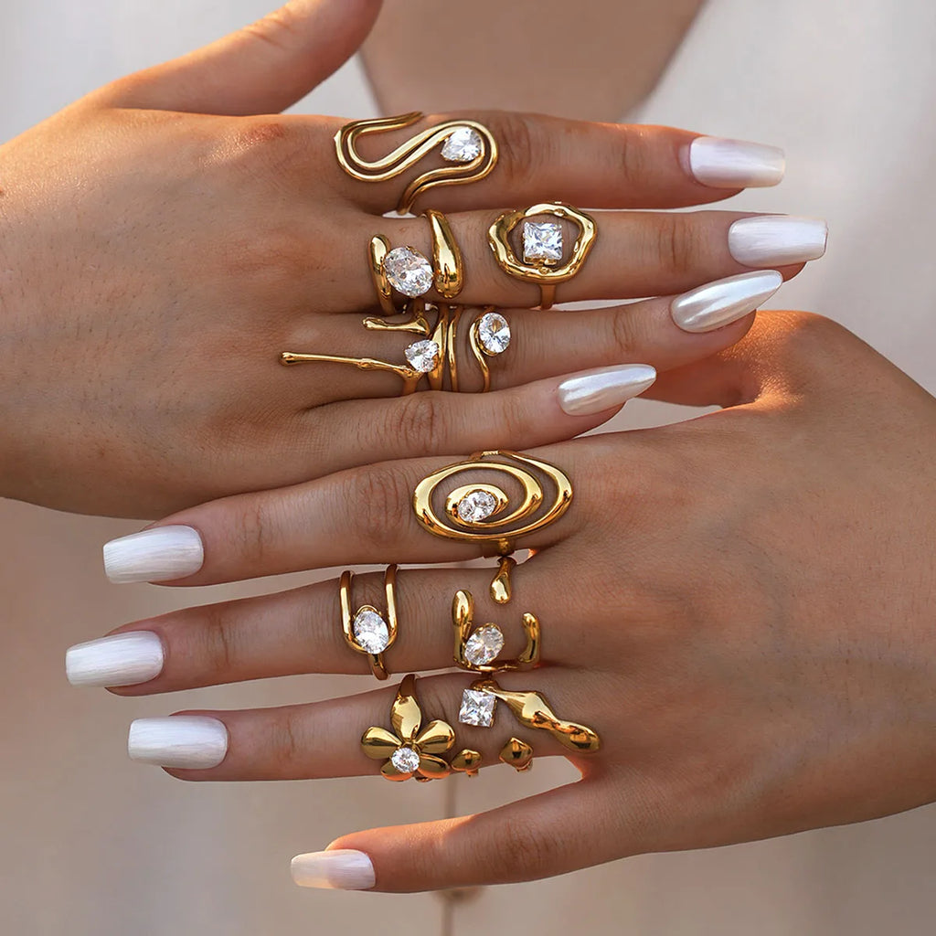 Bague en acier inoxydable, délicate et brillante, zircone cubique, haute qualité, plaqué or 18 carats, PVD, bijoux de doigt, cadeau