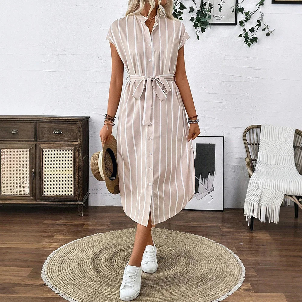 CPSYMYM Robe Midi Imprimé Léopard – Printemps/Été